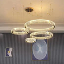 Axyaa Gold Steel Crystal Chandelier Remote Control Dimmable Pendant Lights