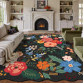 Axyaa Retro Floral Luxury Living Room Carpet - Plush Large Area Rug