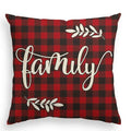Axyaa Red Black Plaid Linen Pillow Cover - Customize 40x40 50x50 60x60