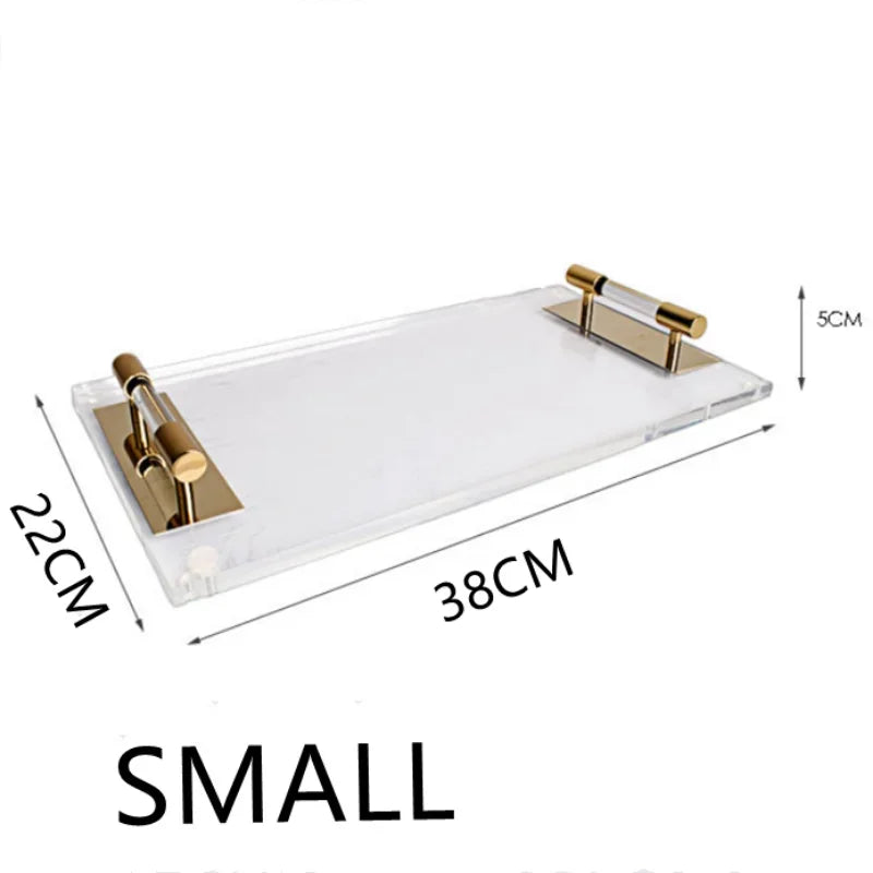 Axya Transparent Acrylic Tray: Elegant Storage Box for Jewelry, Cosmetics, and Decor