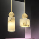 Axyaa Geometric Marble Pendant Light: Modern Minimalist Chandelier for Living Room
