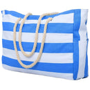 Axyaa Large Capacity Stripe Tote: Foldable Beach & Shopping Bag, Ideal for Travel & Play.