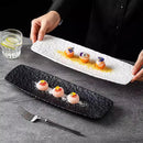 Axyaa Rock Texture Ceramic Sushi Dessert Plate Set for Molecular Cuisine Restaurant