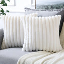 Axyaa White Green Rabbit Hair Cushion Cover Set - Modern Luxury Sofa Pillows
