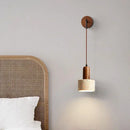 Wabi Sabi Natural Stone Wall Lamp, Retro Peach Wood Color, LED Sconce Light