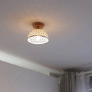 Axyaa Copper Wood LED Ceiling Lamp; Modern Ceramic Living Room Lighting Fixtures