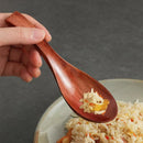 Axyaa Solid Wood Short Dinner Spoons Set - Handmade Japanese Wooden Tableware