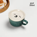 Axyaa Cartoon Cat Coffee Mug with Lid and Small Dish
