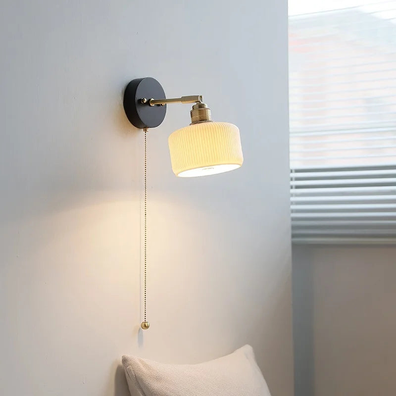 Axyaa White Ceramic LED Wall Sconce: Modern Nordic Decor Wall Lamp Sconce