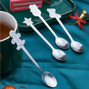 Axyaa Christmas Elk Dessert Spoon Set, Gold Silver Cutlery Coffee Fruit Spoon