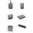 Axya Transparent Gray Bathroom Set: Mouthwash Cup, Storage Tray, Soap Dispenser & Accessories