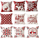 Axyaa Christmas Snowflake Red Bear Linen Pillow Cover 45x45 Square
