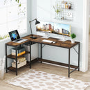 Axyaa L-Shaped Desk with Shelves: Reversible, Multi-Functional Gaming & Workstation for Home Office
