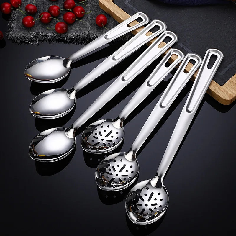 Axyaa Stainless Steel Serving Ladle Skimmer Colander Spoon Oil Separator Dishwasher Safe