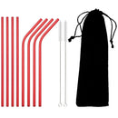 Axyaa Stainless Steel Straws Set with Cleaning Brush - Colorful, Reusable Metal Straws
