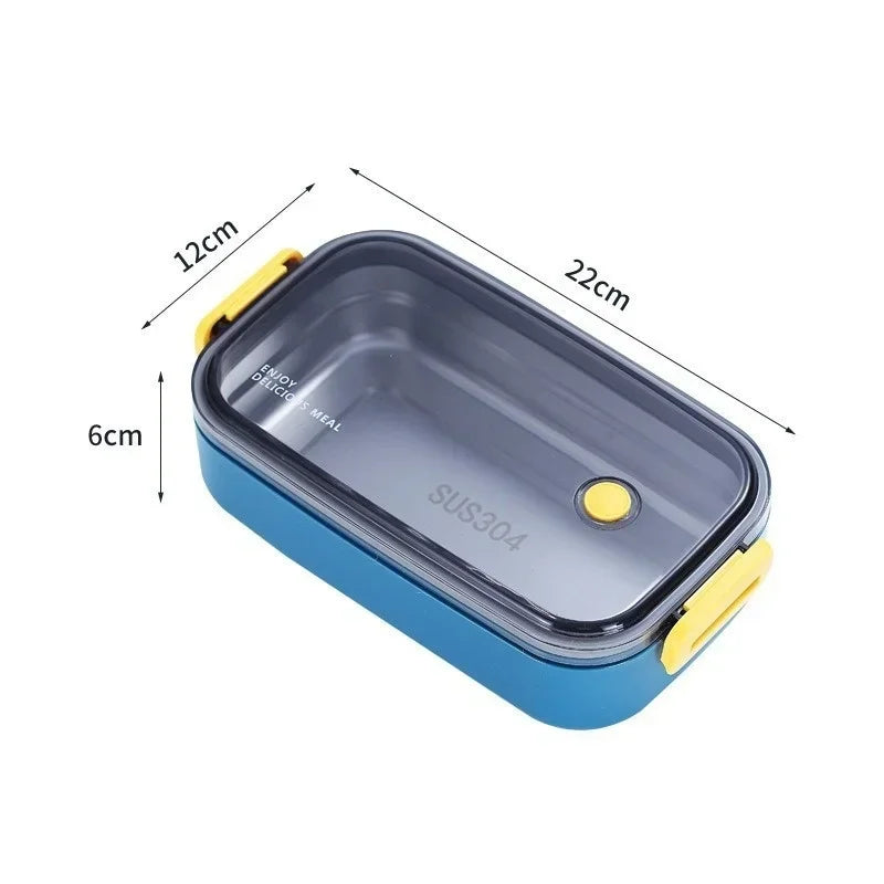 Axyaa Stainless Steel Lunch Box: Portable Microwavable Bento Food Storage, 1/2 Layers Grids