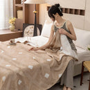 Axyaa Cotton Throw Blanket: Breathable Summer Comforter Quilt, Letter Leaf Design.