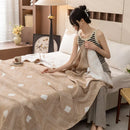 Axyaa Cotton Throw Blanket, Summer Quilt with Letter Leaf Design