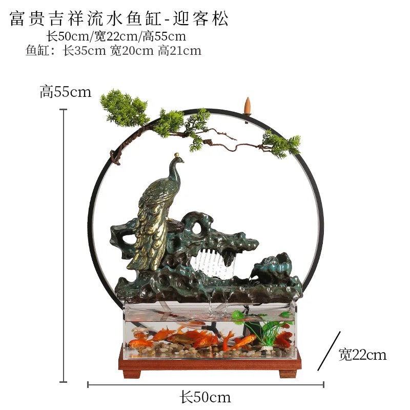 Axya Flowing Water Ornament Landscape Fish Tank Fountain - Creative Home Decoration