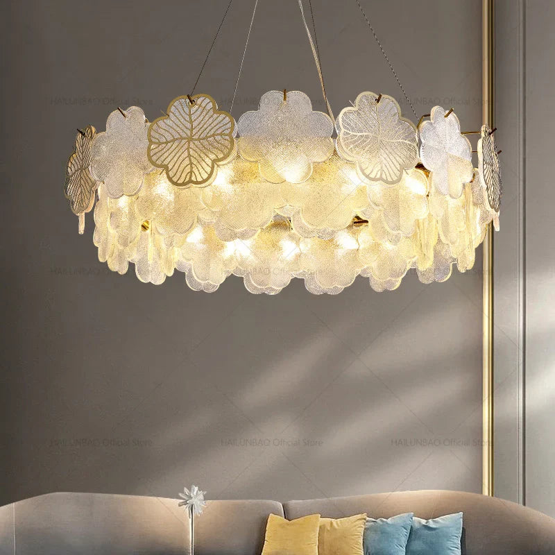 Axyaa Four-Leaf Clover Chandelier: French Light Luxury Design for Elegant Living Rooms