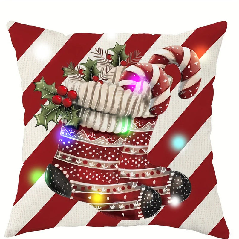 Axyaa Snowman Fawn Bell LED Pillowcase - Christmas Party Home Decor & Gift