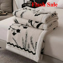 Axyaa European Cotton Fleece Blanket - Double-Layer Jacquard Sofa Blanket for All Seasons