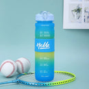 Axyaa Gradient Plastic Water Bottle 1000ML - Leakproof & Motivational Straw Drinking Bottle