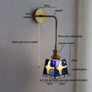 Axyaa Gold Brass LED Wall Lights with Colorful Glass for Bedroom & Living Room