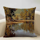 Axyaa Ocean Landscape Flower Sofa Cushion Cover Linen Pillowcase Home Decor