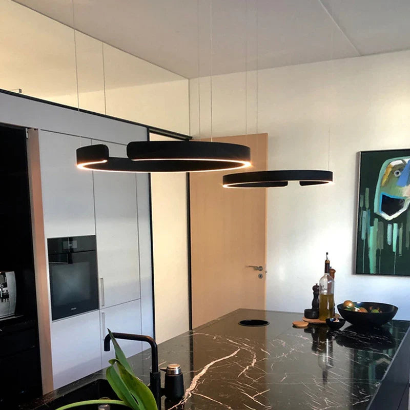Axyaa Rose Gold LED Circle Chandelier for Modern Living Room Decor