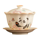 Axyaa Lotus Petal Ceramic Kung Fu Tea Set Bowl: High-end Single Butterfly Cover