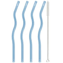Axyaa Wavy Glass Straws Set with Brush, Colorful Drinkware for Kitchen, Party, Bar