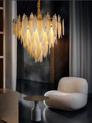 Axyaa Marble Leaves Chandelier Pendant Light - Modern Taper Shape LED Hanging Lamp