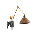 Axyaa Nordic Wood LED Wall Lamp Sconce with Swing Arm and Pull Chain Switch