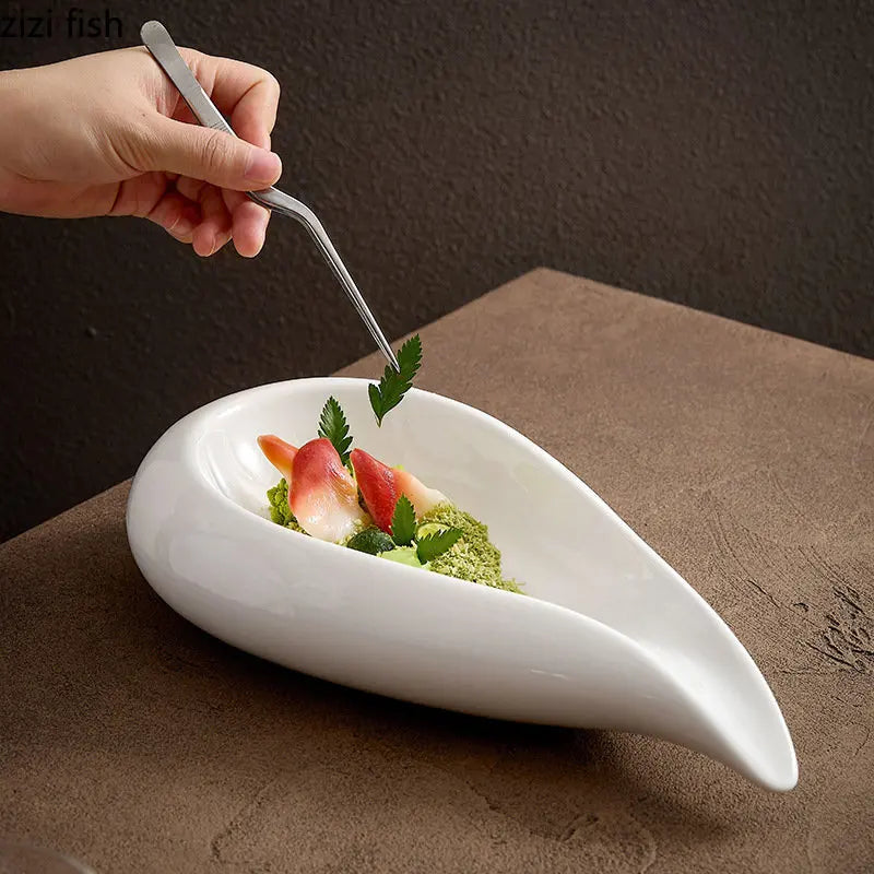 Axya Creative Irregular Ceramic Dinner Plate Set for Restaurant Specialty Tableware