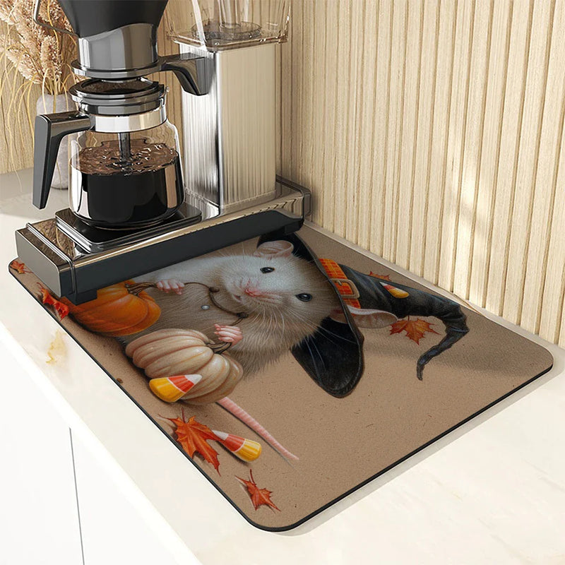 Axyaa Halloween Mouse Kitchen Drying Mat
