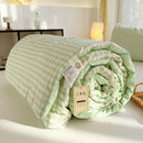 Axyaa Green Plaid Summer Quilt - High Quality Double-sided Queen Bed Comforter