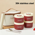 Axyaa Stainless Steel Insulated Lunch Box Set with Cutlery and Thermal Bag