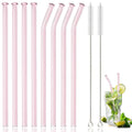 Axyaa Glass Straws - Set of 10 Eco-Friendly Reusable Cocktail Smoothie Bar Accessories
