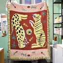 Axyaa Pink Leopard Outdoor Camping Mat Tapestry Throw Blanket