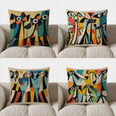 Axyaa Geometric Birds Pattern Throw Pillow Cover for Sofa, Bedroom, Car