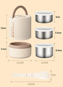 Axyaa 1200ml 304 Stainless Steel Thermal Lunch Box 3 Layers Bento Box Large Capacity