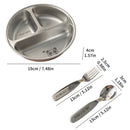 Axyaa 3-Grid Stainless Steel Kids Food Plate - Cute & Durable Divided Dish