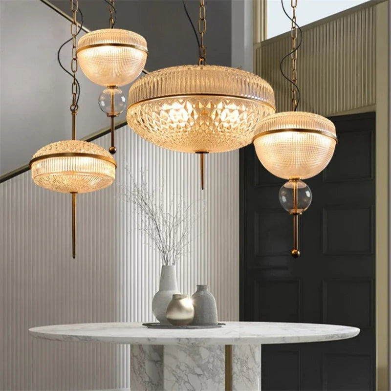 Axyaa Retro Glass Cans Pendant Lights modern kitchen hanging lamp for home decor.