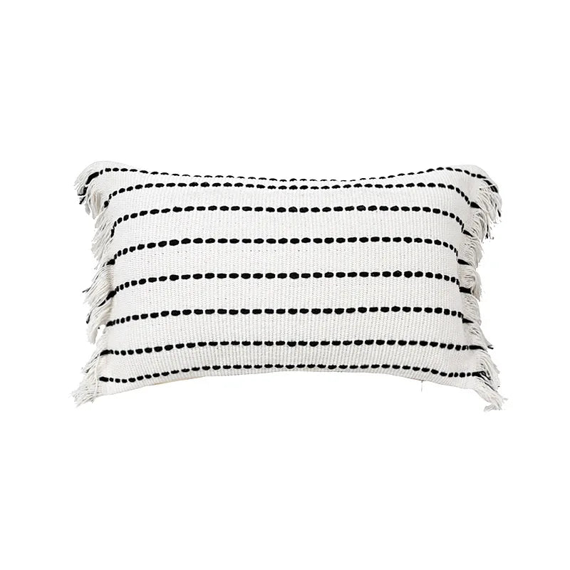 Axyaa Yellow White Knitting Boho Cushion Cover for Home Decoration