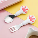 Axyaa Kids Stainless Steel Tableware Set with Silicone Cat Claw Handle