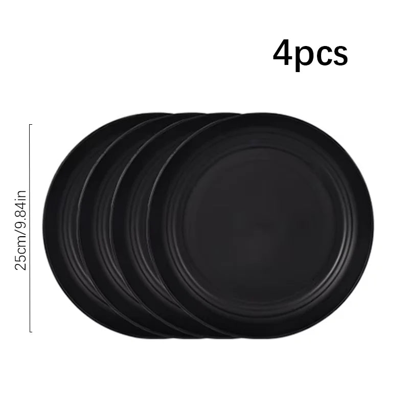 Axyaa 16pc Black PP Cutlery & Plate Set for Outdoor Camping and Parties