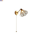 Axyaa Gold Brass Arm Vintage Glass LED Wall Lights for Bedroom Home Living Room