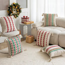 Axyaa Christmas Embroidery Cotton Linen Throw Pillowcase Geometric Cushion Covers