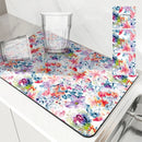 Diatom Mud Absorbent Mat, Watercolor Plant & Flower Design, Kitchen Accessory by Axyaa
